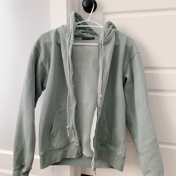 Brandy Melville sage green Christy/Carla zip up - Picture 2 of 3